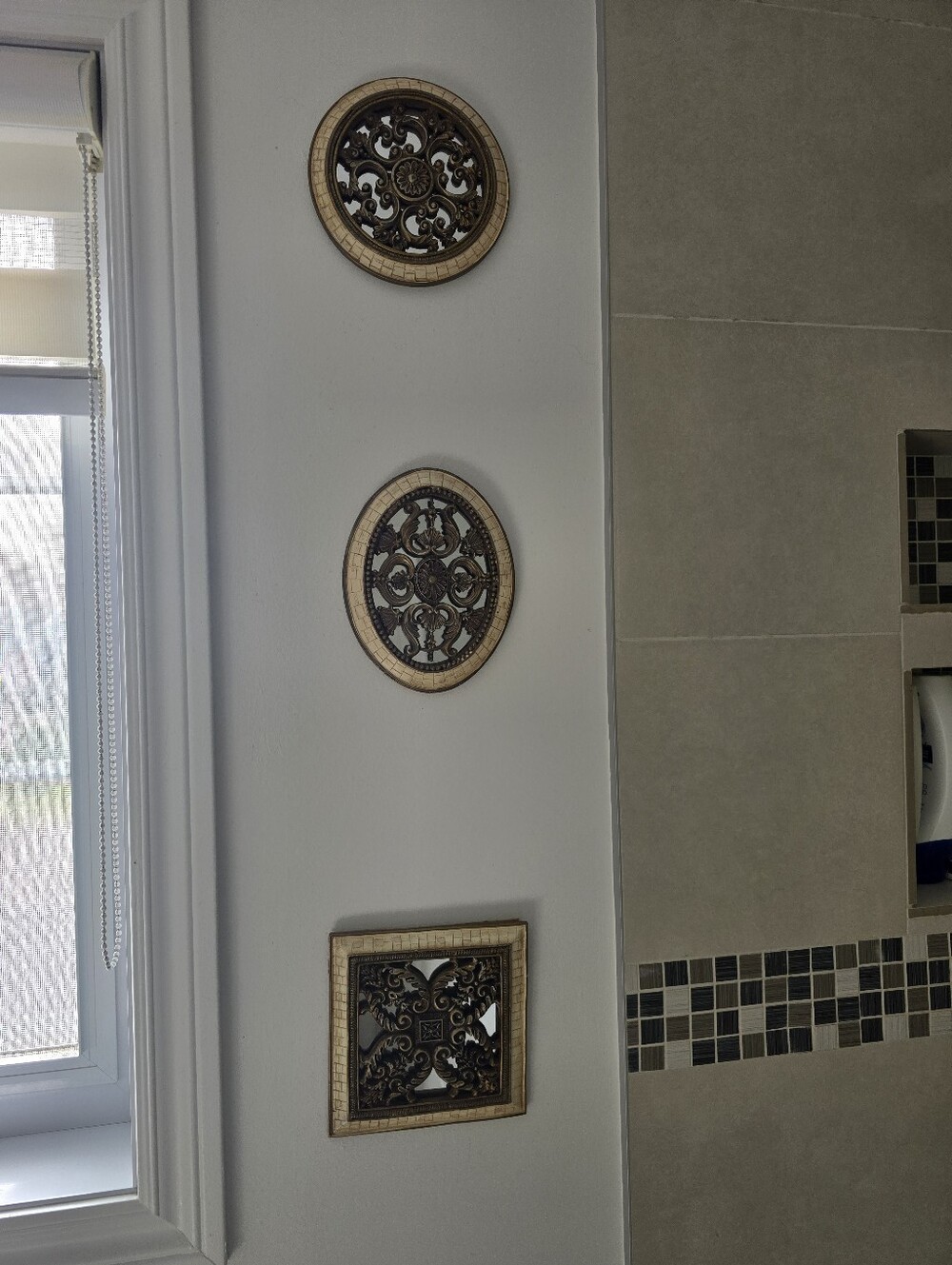 Decorative Beige and Bronze Wall Medallion Set - Home Wall Decor